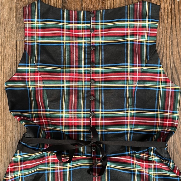 NWT Women’s Plaid Zipper Side and Button Down Back A Line Skater Dress Size 10 - Picture 5 of 10